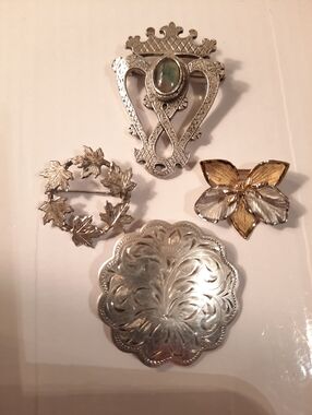 Sterling Silver Brooches.one Silver Plate